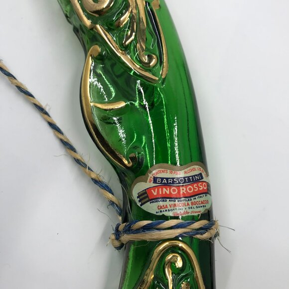 Vintage Pistol shaped wine bottle 1950's Made in Italy Barsottini Green Glass - Picture 3 of 13
